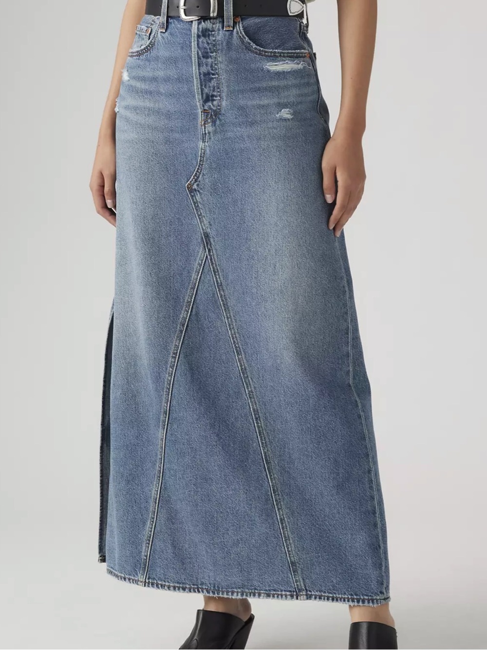 Levi-Long Blue Denim Maxi Skirt